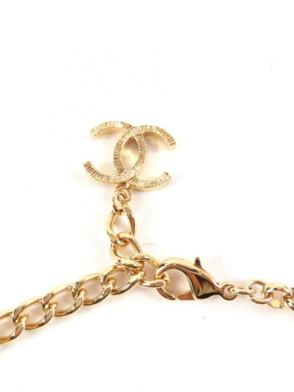 Chanel CC Logo Faux Pearl Chain Belt White Gold - Picture 8 of 9